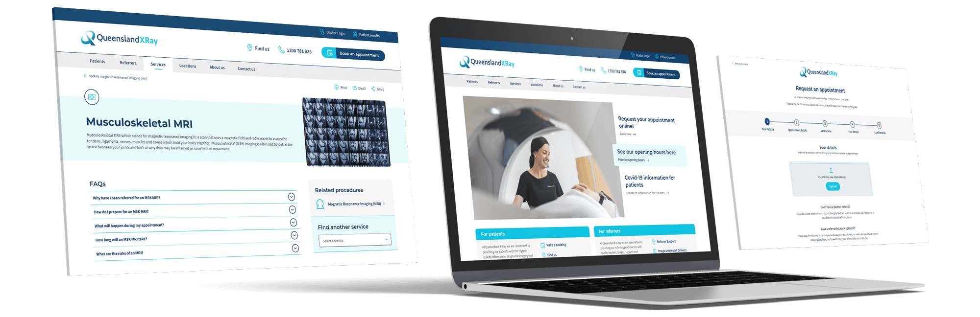 Queensland Xray website mockup on laptop