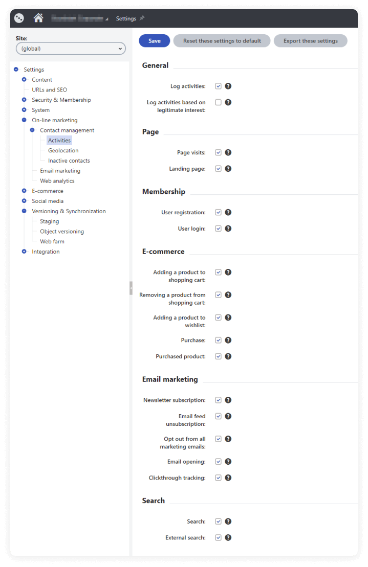 Screenshot of creating a more targeted approach in the Kentico Admin