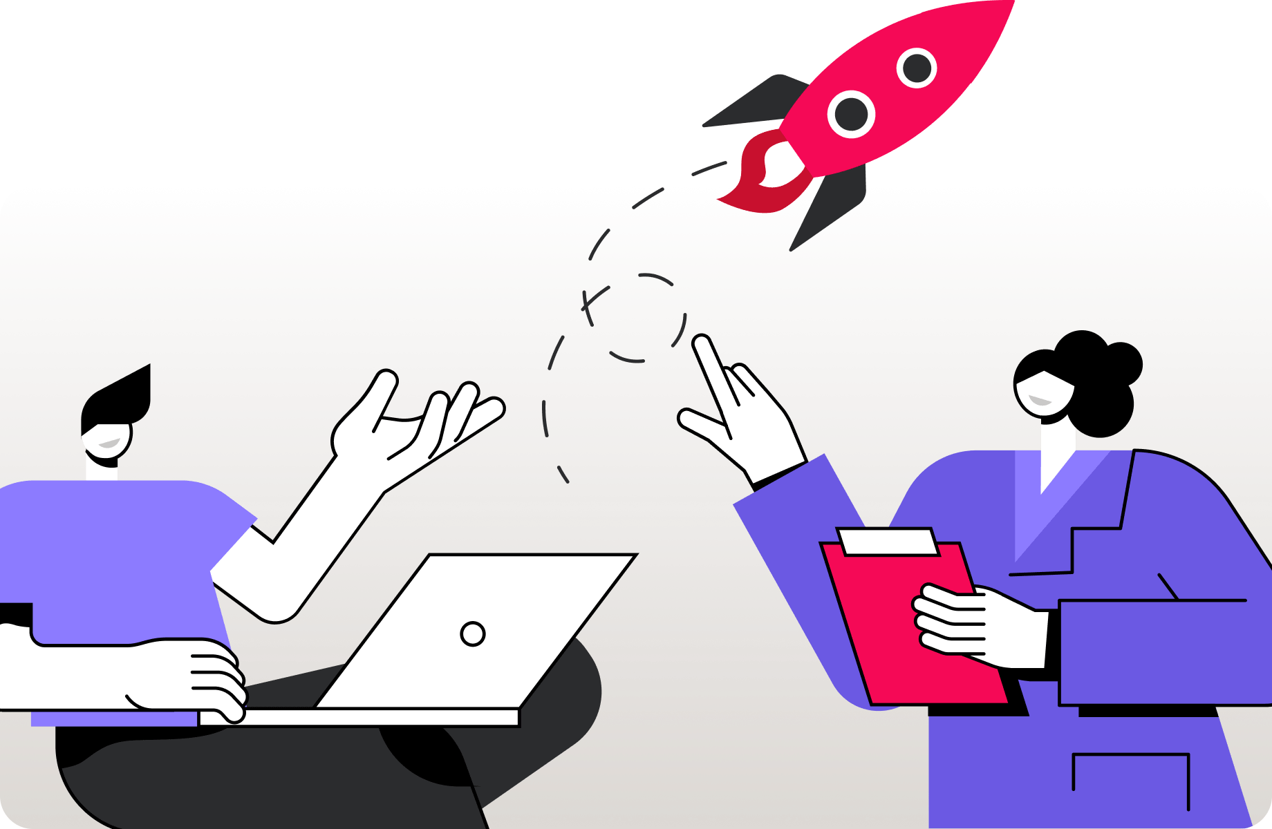 Abstract illustration of a website launching