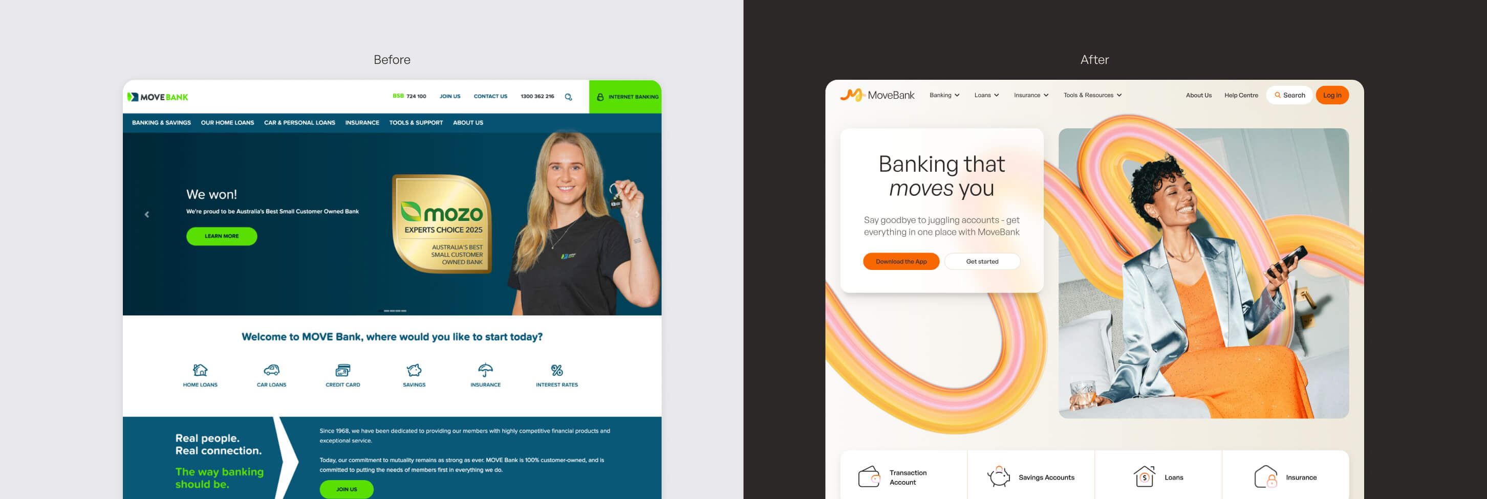 Comparison of old and new MoveBank website homepage