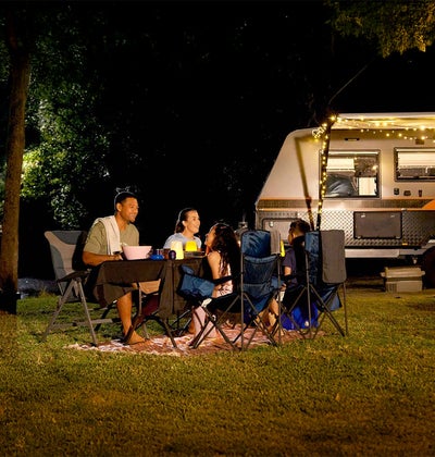 Happy family camping