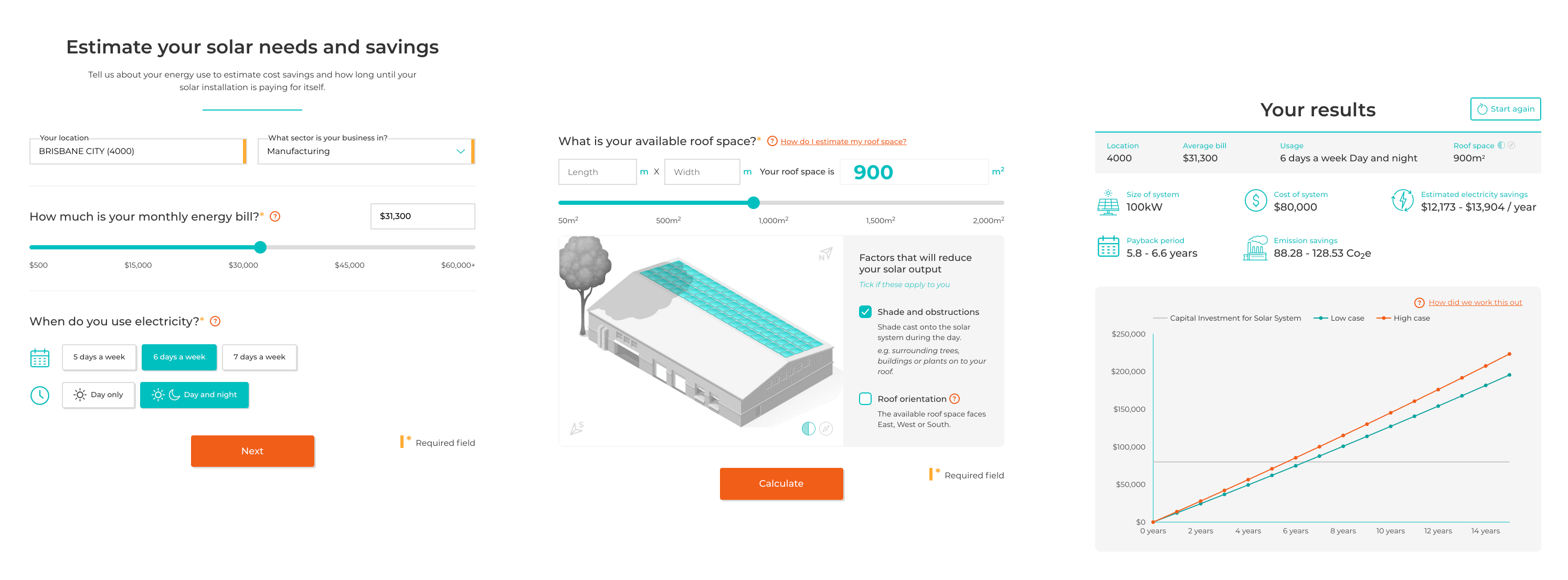 Energy solar calculator